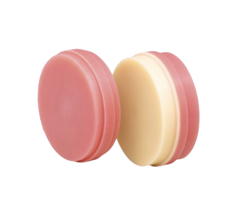 AuDental PMMA Pink + Dentin Denture Base | Dual-Layer CAD/CAM Block