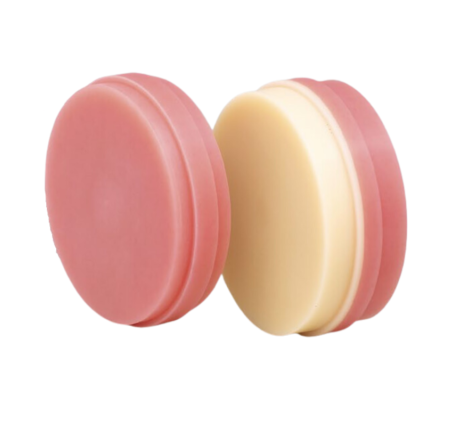 AuDental PMMA Pink + Dentin Denture Base | Dual-Layer CAD/CAM Block