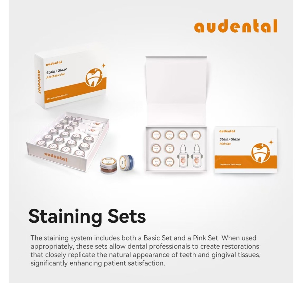 AuDental Complete Stain & Glaze System – Full Tooth & Gingival Kit (26 Shades + Glaze)